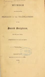 Tapa de Memoir relative to the progress of the translations of the Sacred Scriptures, in the year 1815