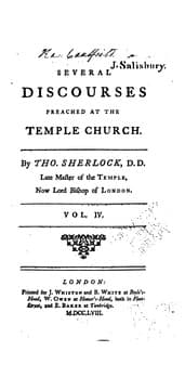 Tapa de Several Discourses Preached at the Temple Church.: By Tho. Sherlock, ... Vol. III