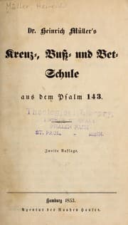 Tapa de Dr. Heinrich Müller's Kreuz-, Buss-, und Betschule aus dem Psalm 143