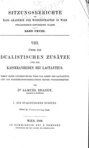 Tapa de Über die dualistischen Zusätze und die Kaiseranreden bei Lactantius
