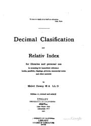 Tapa de Decimal classification and relative index for libraries and personal use ..