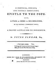 Tapa de A Poetical, Serious, and Possibly Impertinent, Epistle to the Pope: Also, a Pair of Odes to His ..
