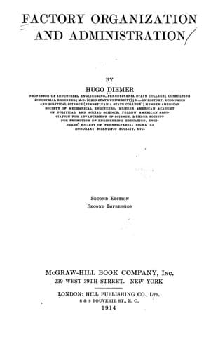 Tapa de Factory organization and administration