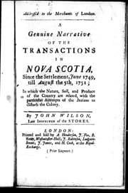 Tapa de A genuine narrative of the transactions in Nova Scotia since the settlement, June 1749, till August the 5th, 1751