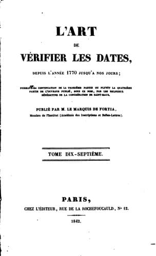 Tapa de L'Art de vérifier les Dates: depuis l'Année 1770 jusqu'à nos jours