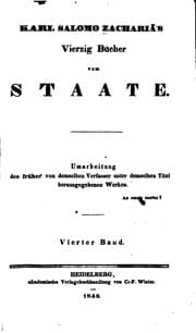 Tapa de Karl Salomo Zachariä's vierzig Bücher vom Staate