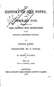 Tapa de The History of the Popes: Their Church and State, and Especially of Their Conflicts with ..