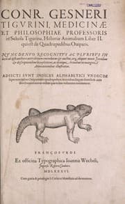 Tapa de Conr. Gesneri Tigurini medicinæ et philosophiae professoris in Schola Tigurina, Historiæ animalium liber II
