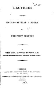 Tapa de Lectures upon the ecclesiastical history of the first century (of the second and third centuries)