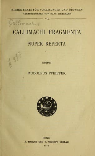 Tapa de Callimachi fragmenta nuper reperta