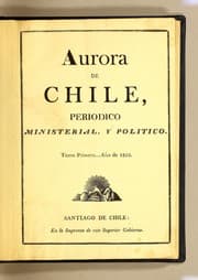 Tapa de Aurora de Chile, periodico ministerial, y politico. Tomo primero ... Año de 1812. [T. 1, no. 1 (13 Feb. 1812)- t. 2, no. 12 (1 abr. 1813)]