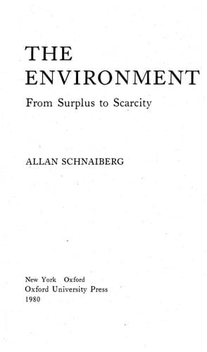 Tapa de The environment, from surplus to scarcity