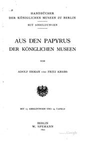 Tapa de Aus den Papyrus der Königlichen Museen