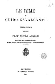 Tapa de Le rime di Guido Cavalcanti, testo critico pubbl. dal prof. N. Arnone. (Raccolta di opere ined ..