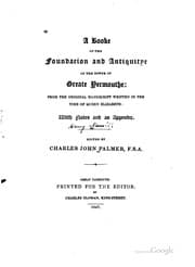 Tapa de A Booke of the Foundacion and Antiquitye of the Towne of Greate Yermouthe ...