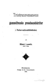 Tapa de Tristranromanens gammelfranske prosahaandskrifter i Pariser-nationalbibliotheket