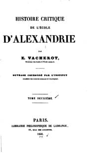 Tapa de Histoire critique de l'école d'Alexandrie