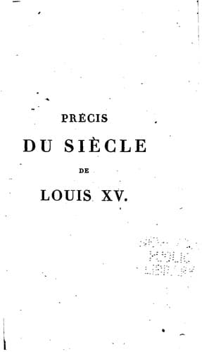 Tapa de Précis du siècle de Louis XV.