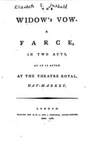 Tapa de The Widow's Vow: A Farce, in Two Acts, as it is Acted at the Theatre Royal ..