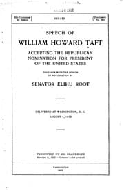 Tapa de Speech of William Howard Taft accepting the Republican nomination for president of the United States
