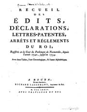 Tapa de Recueil des édits, declarations, lettres-patentes, arrêts et réglements du roi
