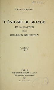 Tapa de L'énigme du monde et sa solution selon Charles Secrétan