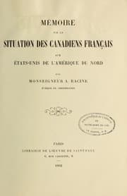 Tapa de Memoire sur la situation des Canadiens francais aux etats-unis de l'amerique du nord