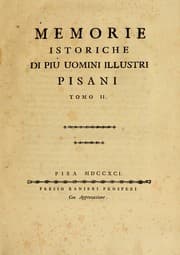 Tapa de Memorie istoriche di più uomini illustri pisani