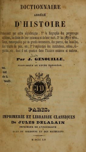 Tapa de Dictionnaire abrégé d'histoire