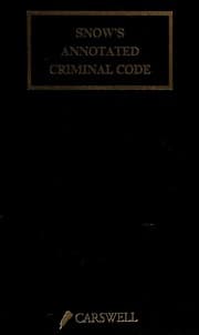 Tapa de Snow's annotated criminal code