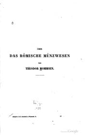 Tapa de Über das römische münzwesen