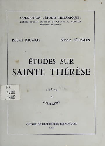 Tapa de Études sur sainte Thérèse