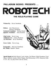 Tapa de Robotech the Role-Playing Game