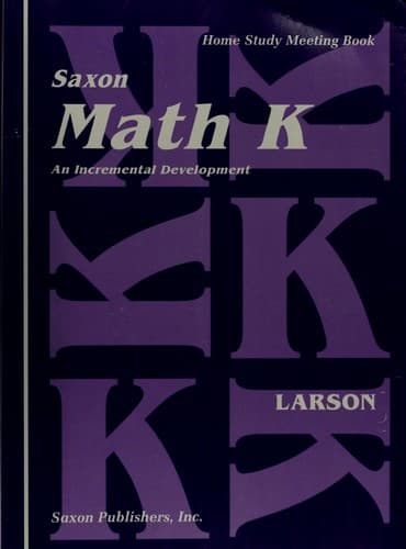 Tapa de Saxon Math K An Incremental Development