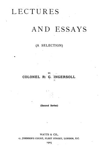 Tapa de Lectures and Essays (a Selection)