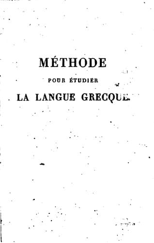 Tapa de Méthode pour étudier la langue grecque