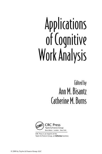 Tapa de Applications of cognitive work analysis