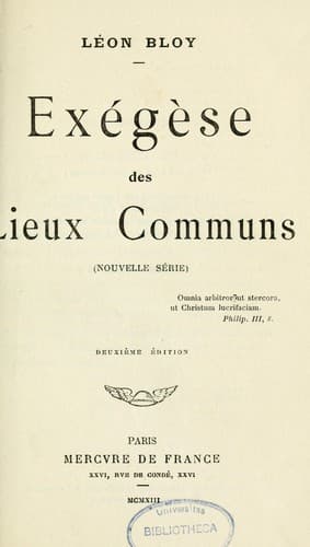 Tapa de Exégèse des lieux communs