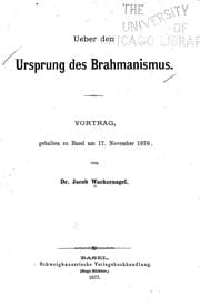 Tapa de Ueber den Ursprung des Brahmanismus