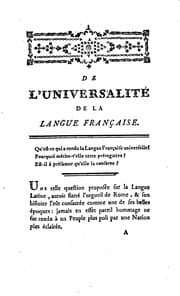 Tapa de De l'universalité de la langue française: discours qui a remporté le prix à l'Académie de Berlin