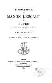 Tapa de Bibliographie de Manon Lescaut: et notes pour servir a l'histoire du livre