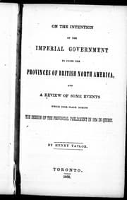 Tapa de On the intention of the imperial government to unite the provinces of British North America