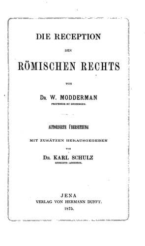 Tapa de Die Reception des römischen Rechts