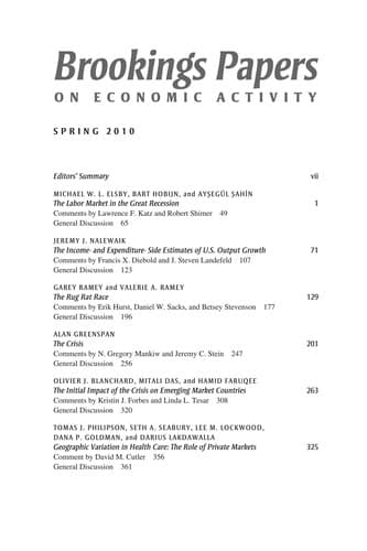 Tapa de Brookings papers on economic activity