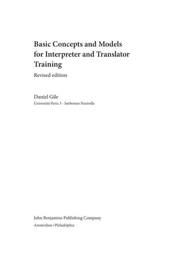Tapa de Basic concepts and models for interpreter and translator training