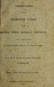 Tapa de Observations upon the proposed union of the British North American provinces, being a paper read before the Charlottetown literary and debating society