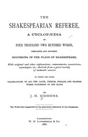 Tapa de The Shakespearian referee, a cyclopædia of four hundred words, obsolete and modern, occurring in the plays of Shakespeare ...