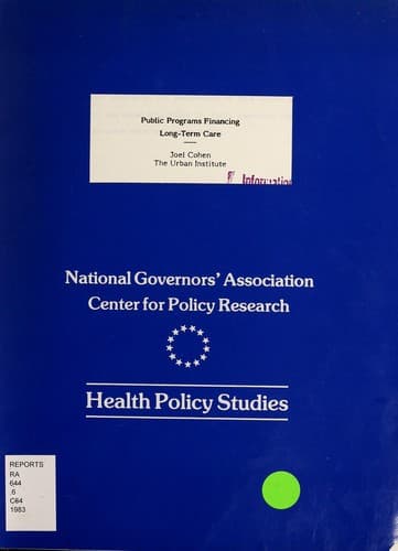 Tapa de Public programs financing long-term care
