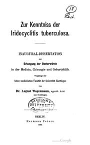 Tapa de Zur Kenntniss der Iridocyclitis tuberculosa