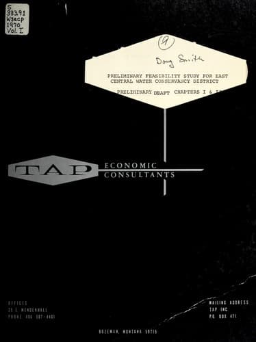 Tapa de Preliminary feasibility study for East Central Water Conservancy District
